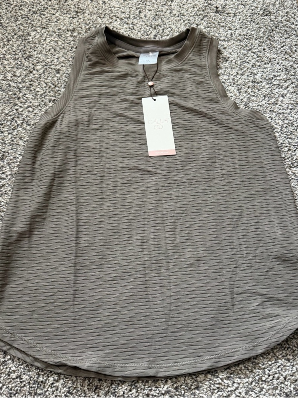 Women’s Calia Casual Textured Sleeveless Renew Tank Top - Taupe size XS NWT